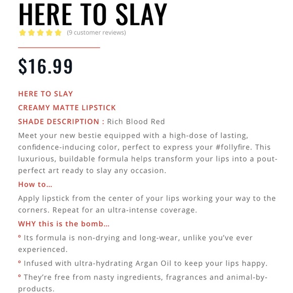 Folly fire matte lipstick - Picture 3 of 3